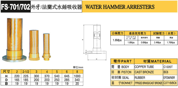 臺灣富山法蘭水錘吸收器